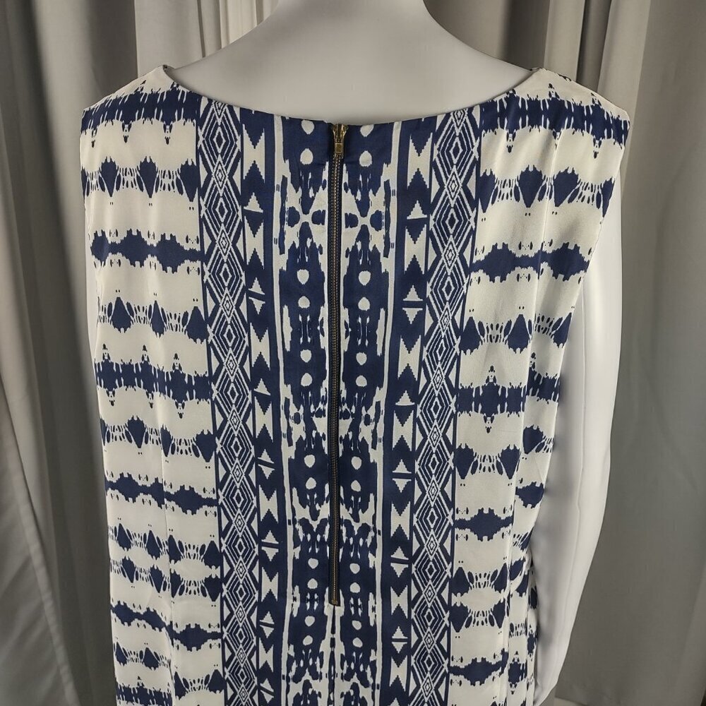 Madison Leigh Womens Blue Ivory Green Lined, Back Zip Dress Size 20W - Picture 5 of 11